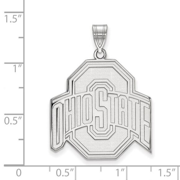 14k White Gold Ohio State XL Logo Pendant
